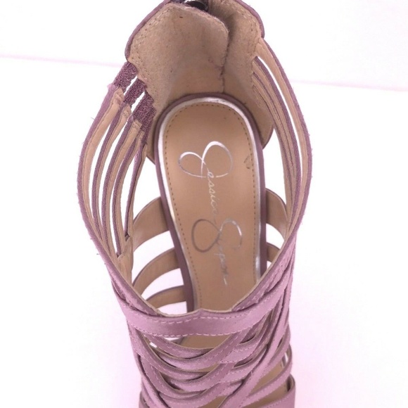 Jessica Simpson Shoes | Jessica Simpson Purple Satin Caged Heels Size 85m | Poshmark